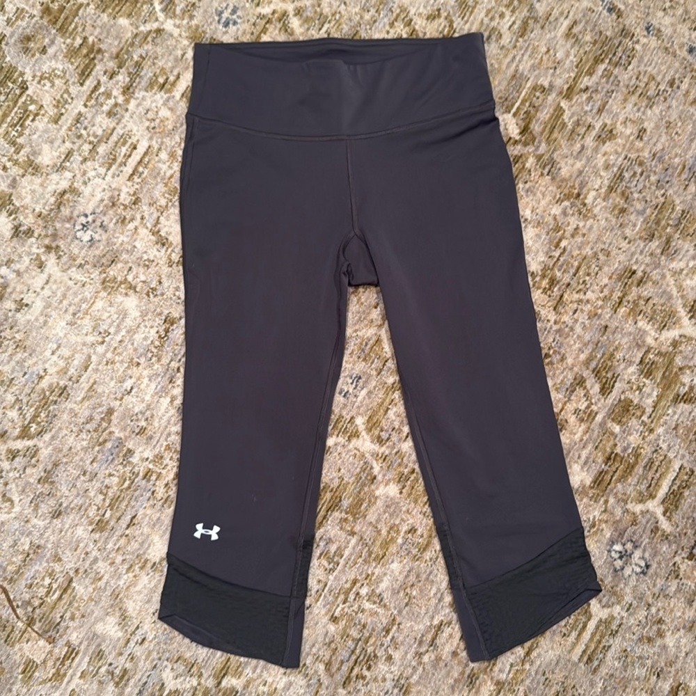 Under Armour Heat Gear Cropped Athletic Leggings Gray Size S
